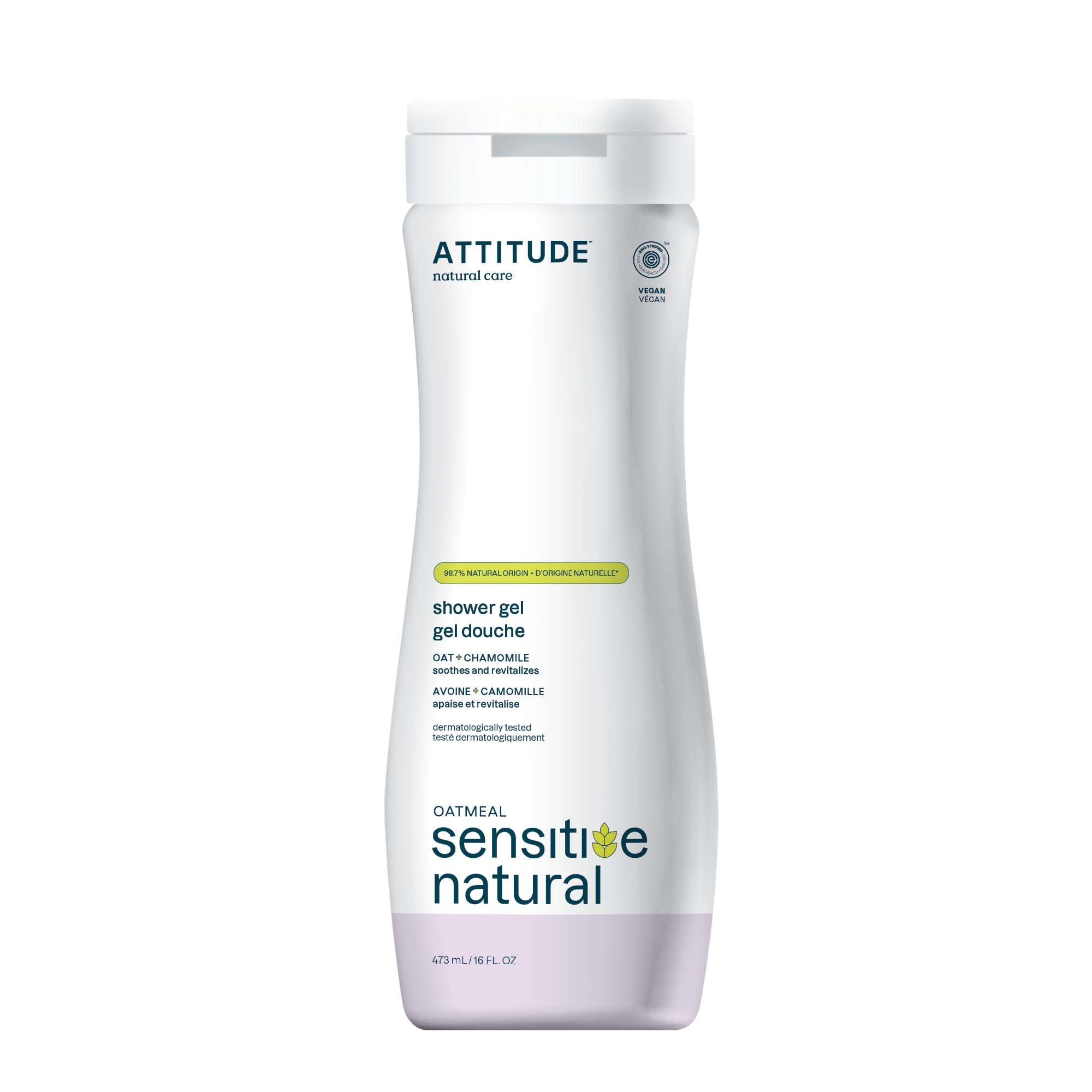 ATTITUDE Sensitive Skin, Hypoallergenic Soothing & Calming Body Wash, Chamomile, 16 Fluid Ounce